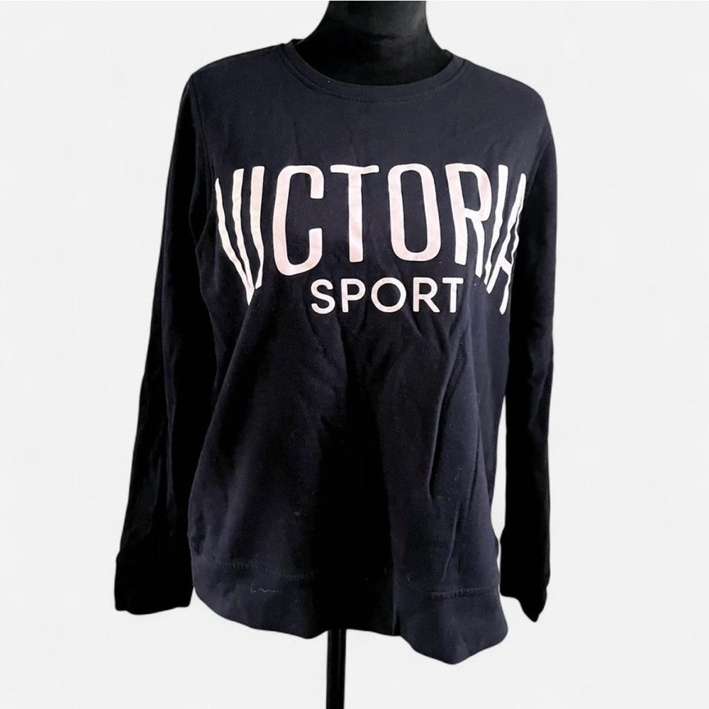 Victoria’s Secret Sport Sweatshirt, Navy Blue Light Lavender Print Med RN54867